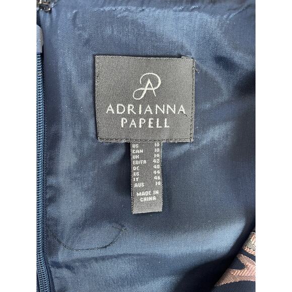 Adrianna Papell Navy Floral Jaquard Formal Party Peplum Top Mother of Bride, 10 - Picture 6 of 7